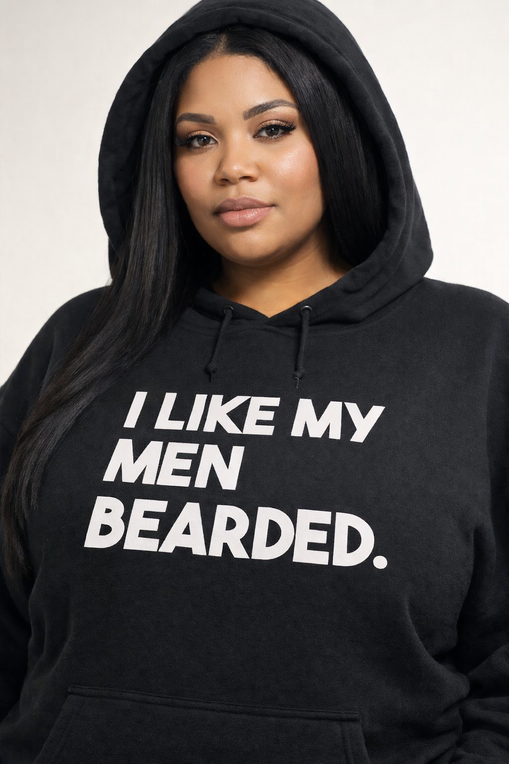 Ladies | Classic Black - I Like My Men Bearded Hoodie